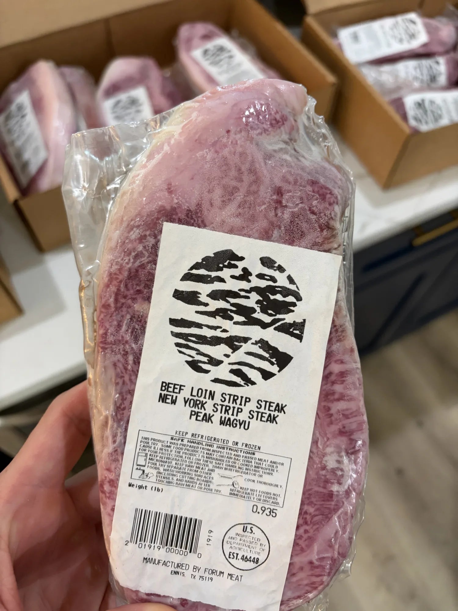 NY strip steak, close up